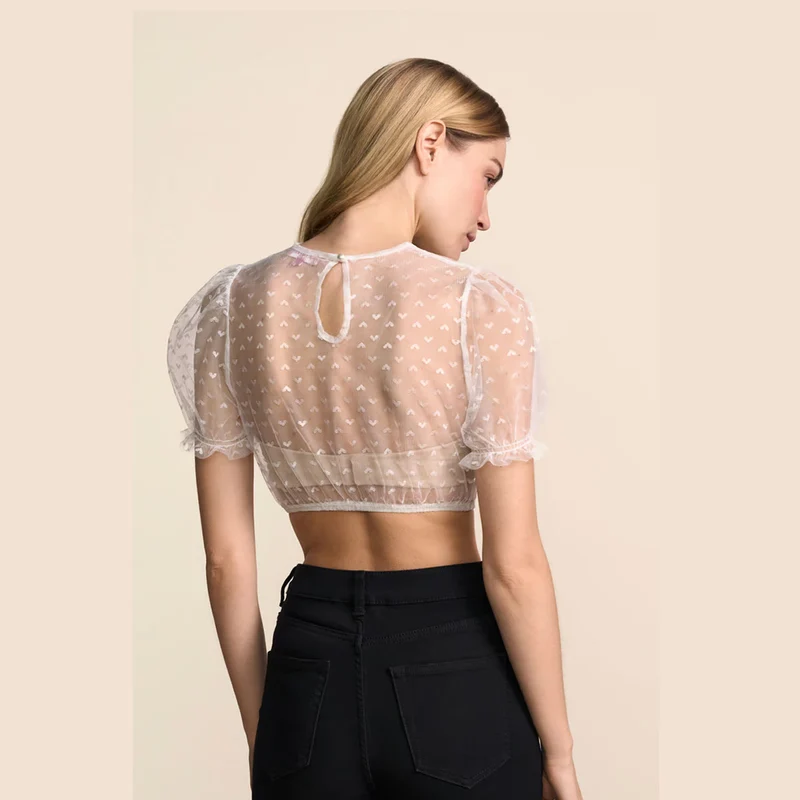 Krüger Dirndlbluse Serelina Ecru Transparent Puffarm