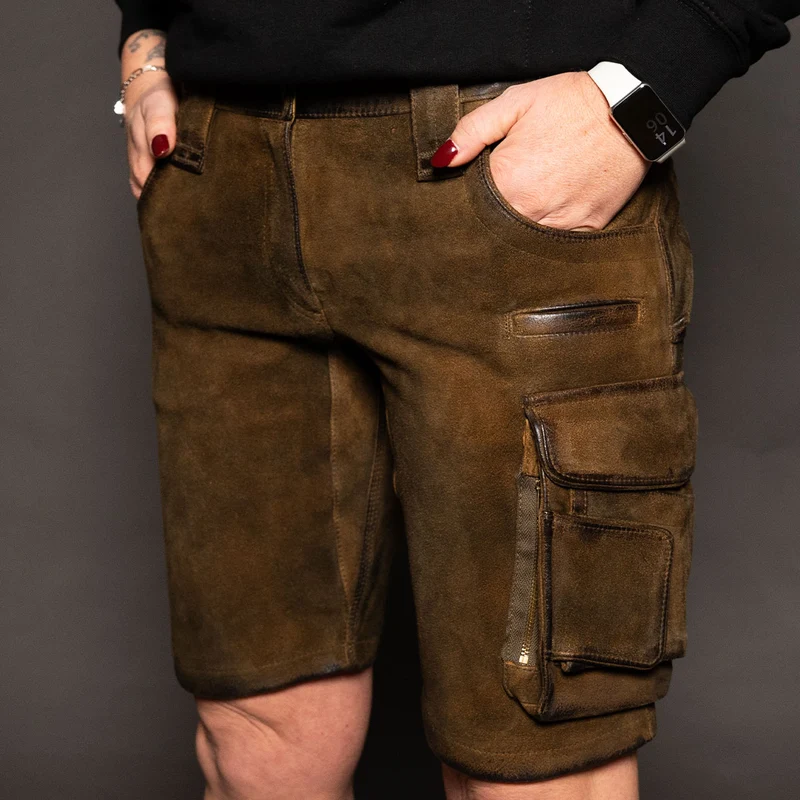 Datschi Trachten Damen Arbeits Lederhose Vroni Braun Wildbock Leder