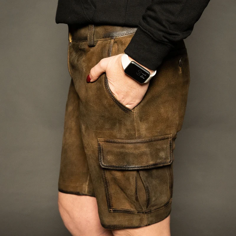 Datschi Trachten Damen Cargo Lederhose Leni Braun Wildbock Leder