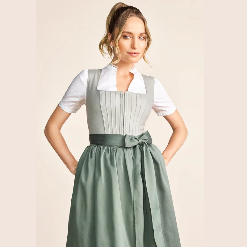 Krüger Dirndl Margit Grün 70cm Leinenstruktur