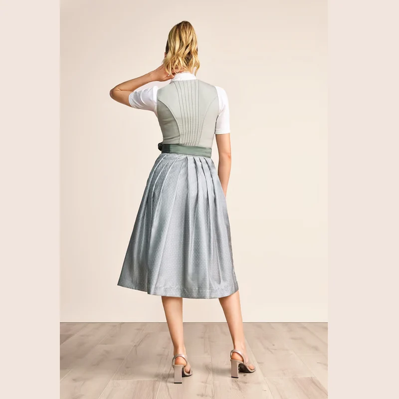 Krüger Dirndl Margit Grün 70cm Leinenstruktur