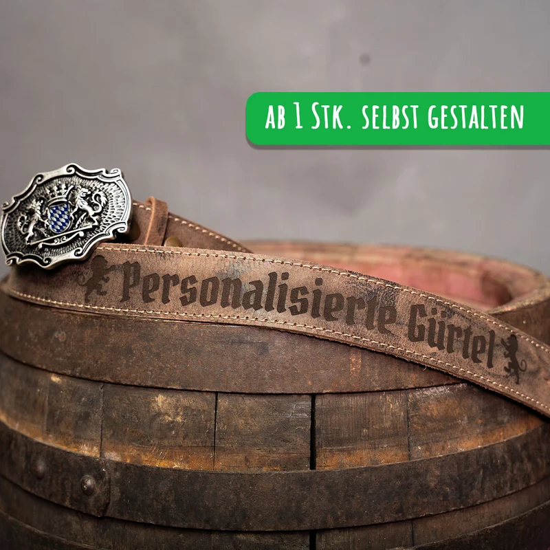 Ledergürtel mit eigenem Logo Selbst Gestalten ab 1 Stk.