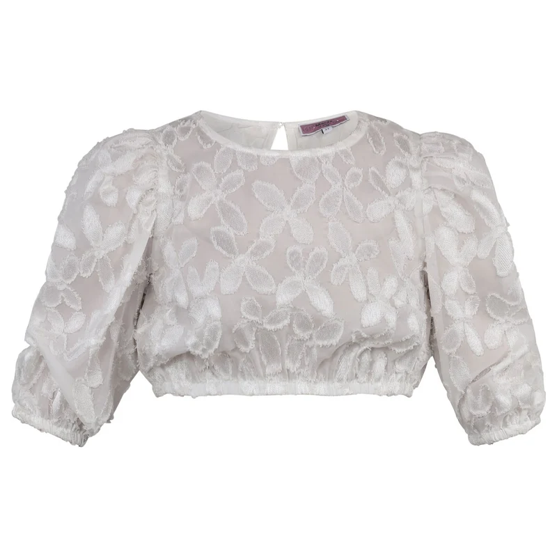 MarJo Dirndlbluse Karlstein Off White Dreiviertelarm Puffarm
