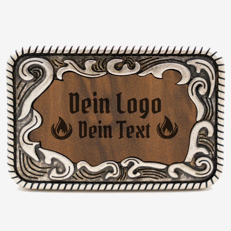 Gürtelschnalle Tracht mit eigenem Logo Silber Antik ab 1 Stk.
