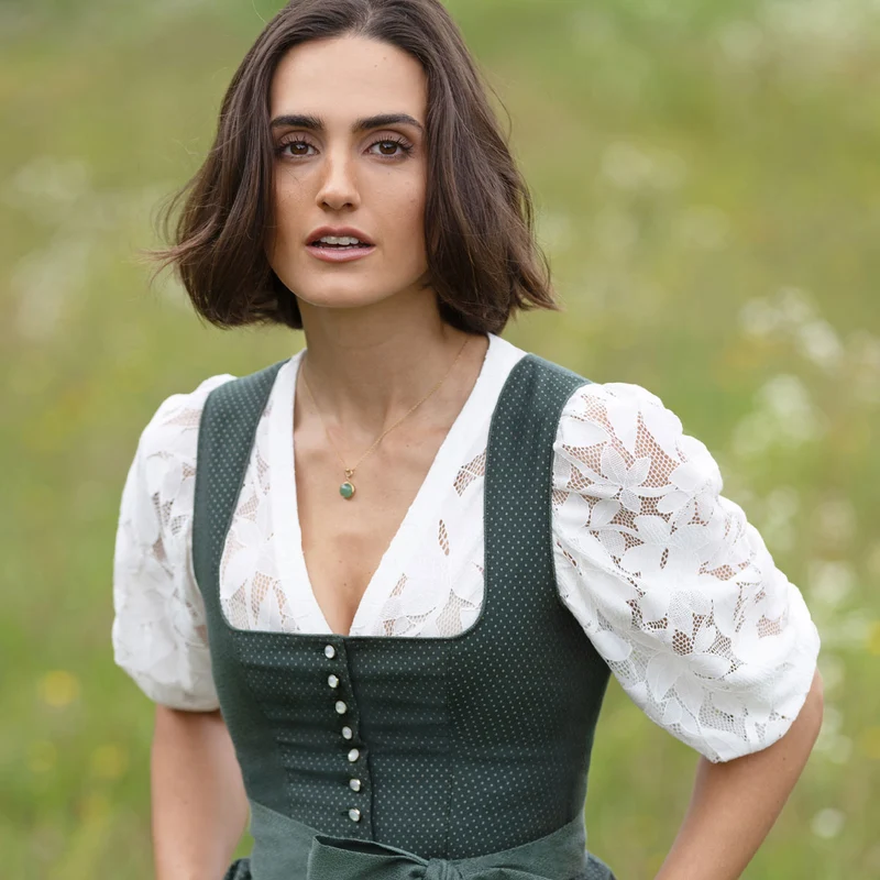 MarJo Dirndlbluse Eckersdorf Off White Dreiviertel Puffarm