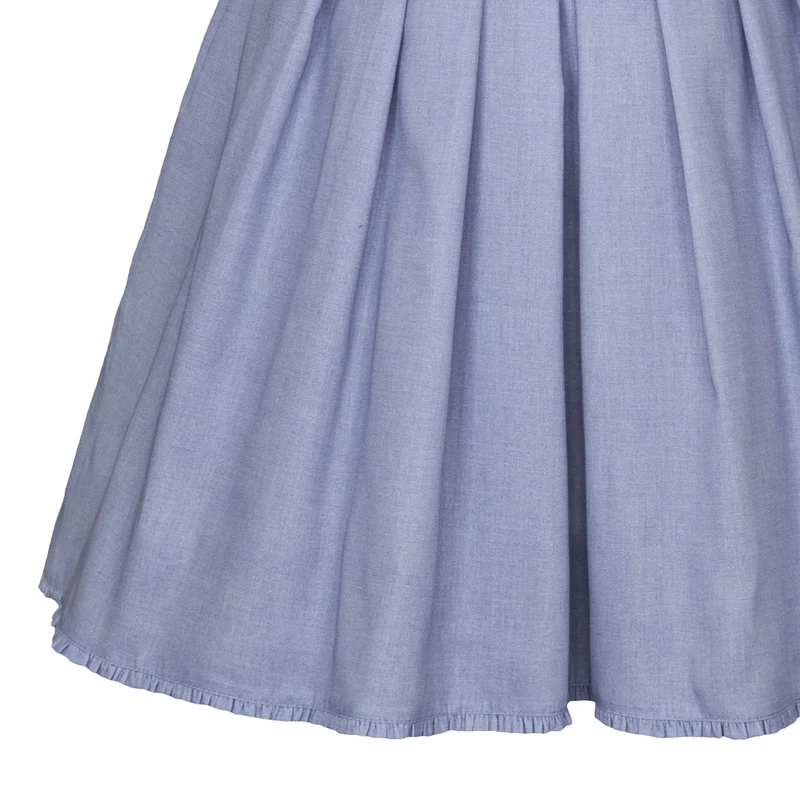 Alpenfee Dirndl Lara Hellblau 60cm Hochgeschlossen Blumenmuster