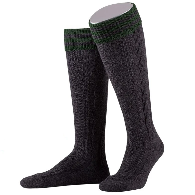 Kniestrümpfe mit Zopf Anthracite Tannengrün