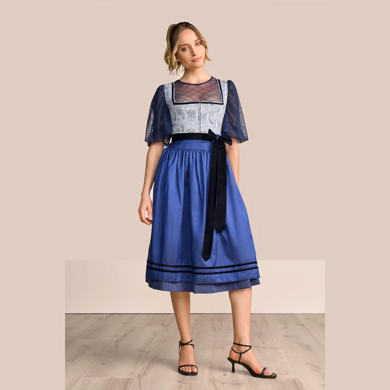 Krüger Dirndl Callista Blau mit Reißverschluss 70cm