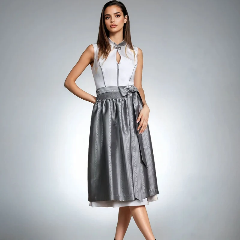 Krüger Dirndl Cressia Grau/Silber Hochgeschlossen 70cm