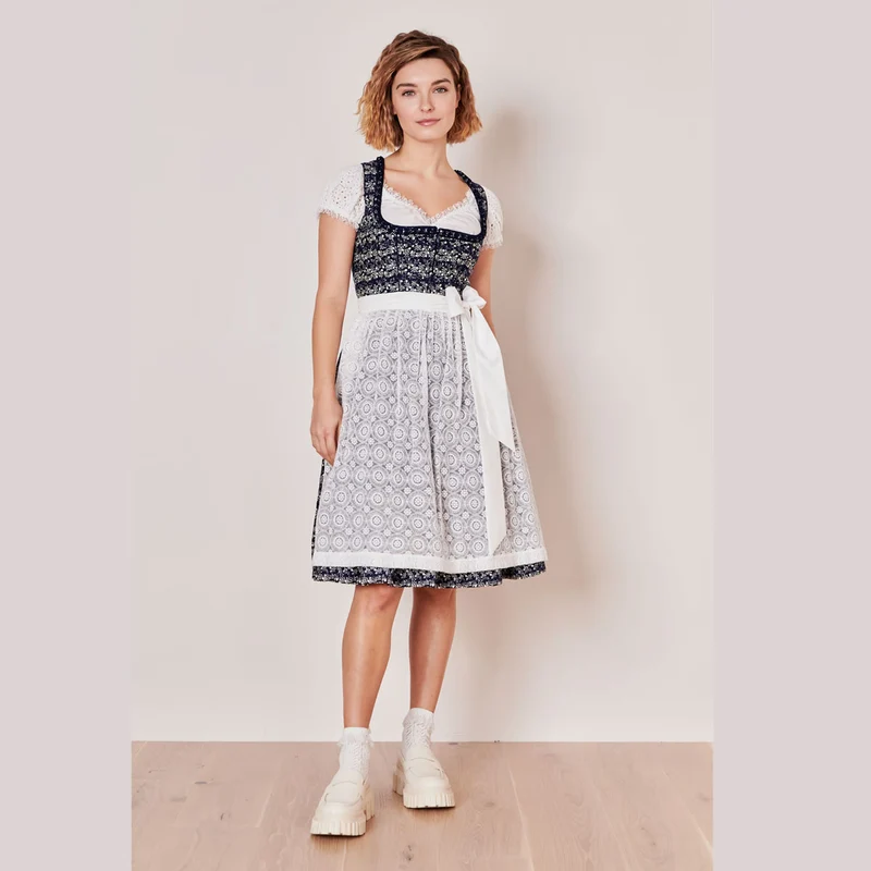 Krüger Dirndl Minna Marine Spitzenschürze 60cm