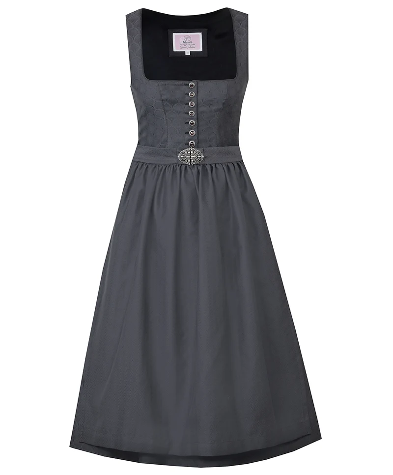 MarJo Dirndl Otterfing Asphalt Schwarz Gerader Ausschnitt 70cm