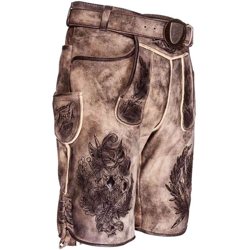 Himmel Arsch und Zwirn Lederhose König Watzmann Nappato Marmor Schwarz