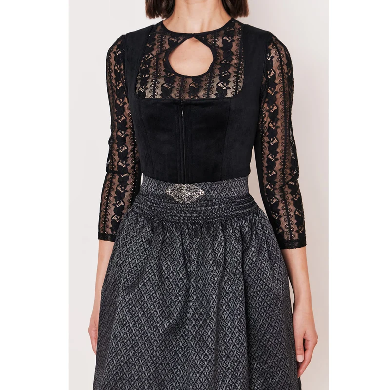 Krüger Dirndl Alisha Schwarz Samt 60cm