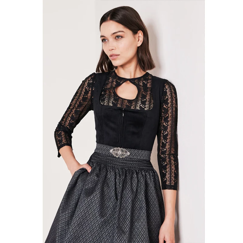 Krüger Dirndl Alisha Schwarz Samt 60cm