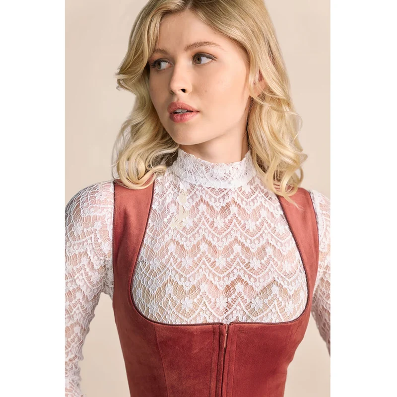 Krüger Dirndl Alisha Rost/Rosa Samtdirndl 60cm