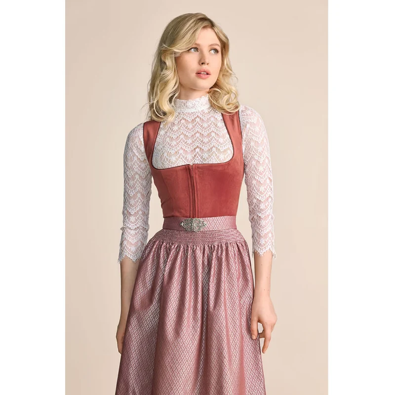 Krüger Dirndl Alisha Rost/Rosa Samtdirndl 60cm