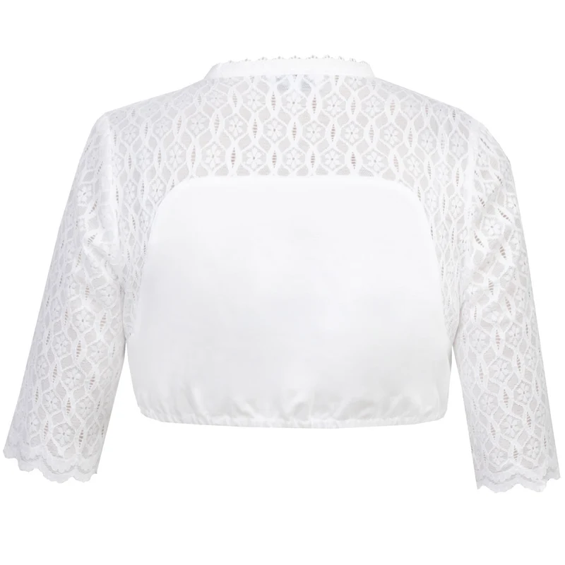 MarJo Bluse Irmgard Linda Blumen Gitter Spitze Weiß