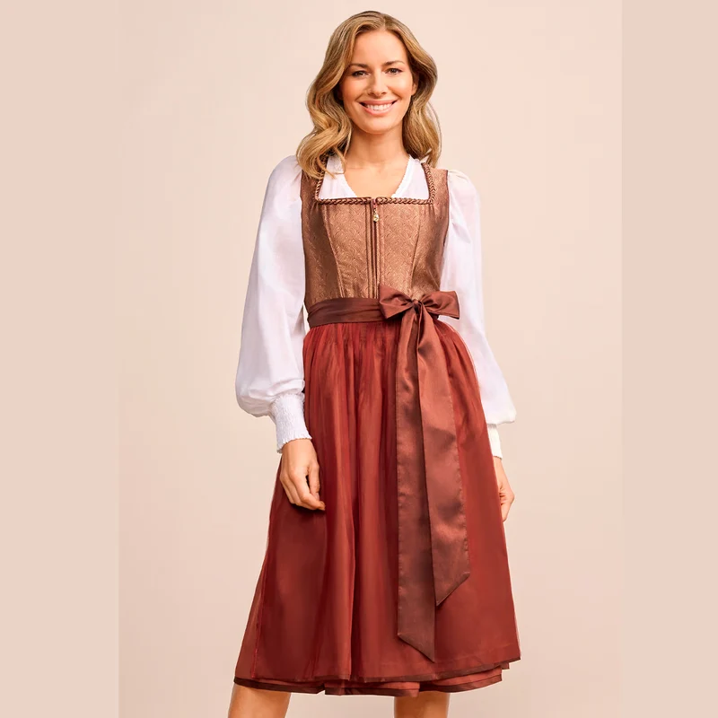 Krüger Dirndl Tamika Rost Braun Bronze Elegant 70cm