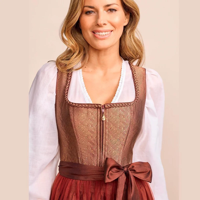 Krüger Dirndl Tamika Rost Braun Bronze Elegant 70cm