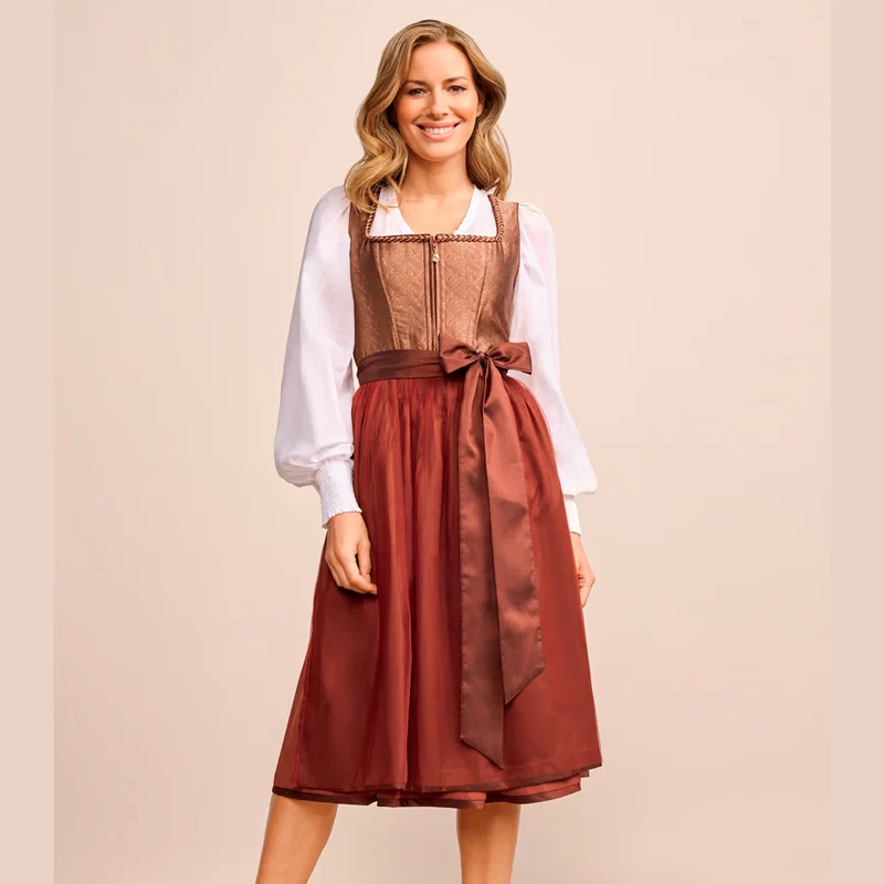 Krüger Dirndl Tamika Rost Braun Bronze Elegant 70cm
