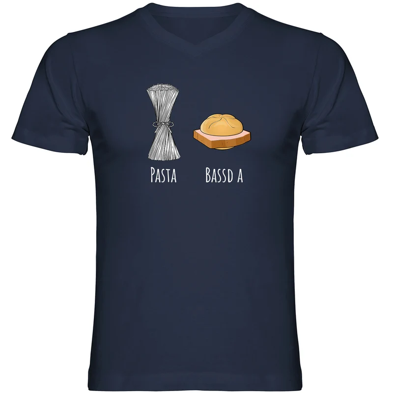 Pasta - Bassd a Leberkas Herren Tshirt V-Ausschnitt