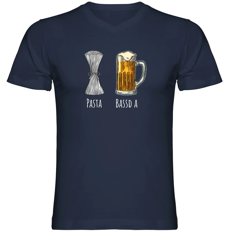 Pasta - Bassd a Bier Herren Tshirt V-Ausschnitt
