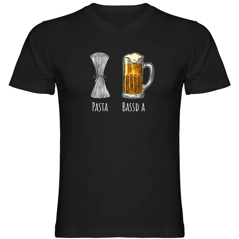 Pasta - Bassd a Bier Herren Tshirt V-Ausschnitt