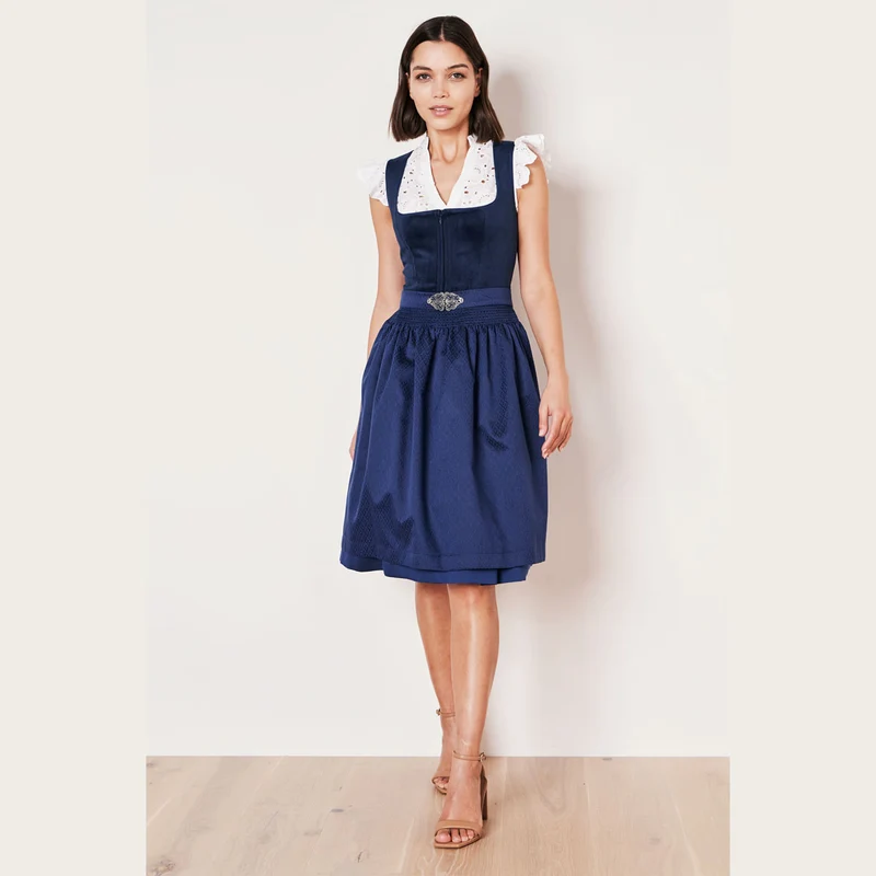 Krüger Dirndl Alisha Blau Samt 60cm
