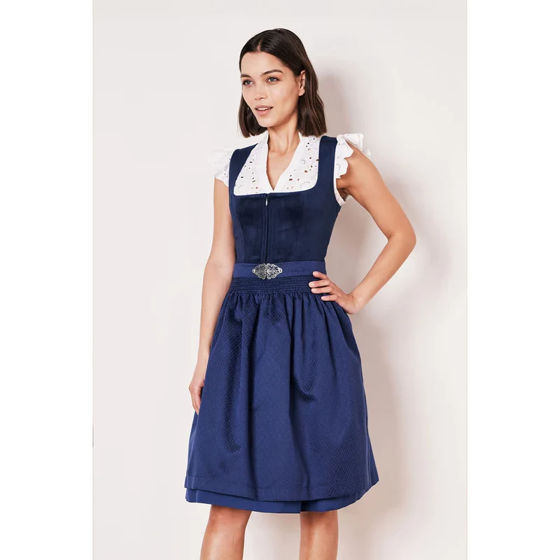 Krüger Dirndl Alisha Blau Samt 60cm