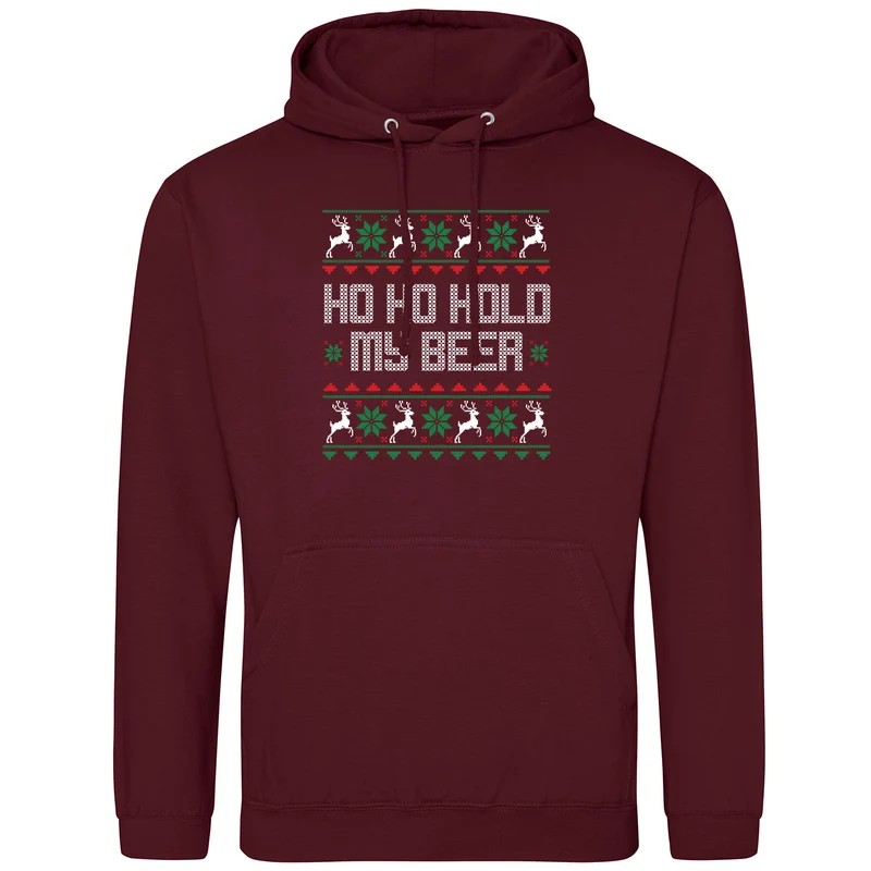 HO HO Hold my Beer Ugly Christmas Hoodie