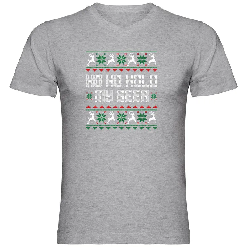 Hold my Beer Ugly Christmas Herren Tshirt V-Ausschnitt