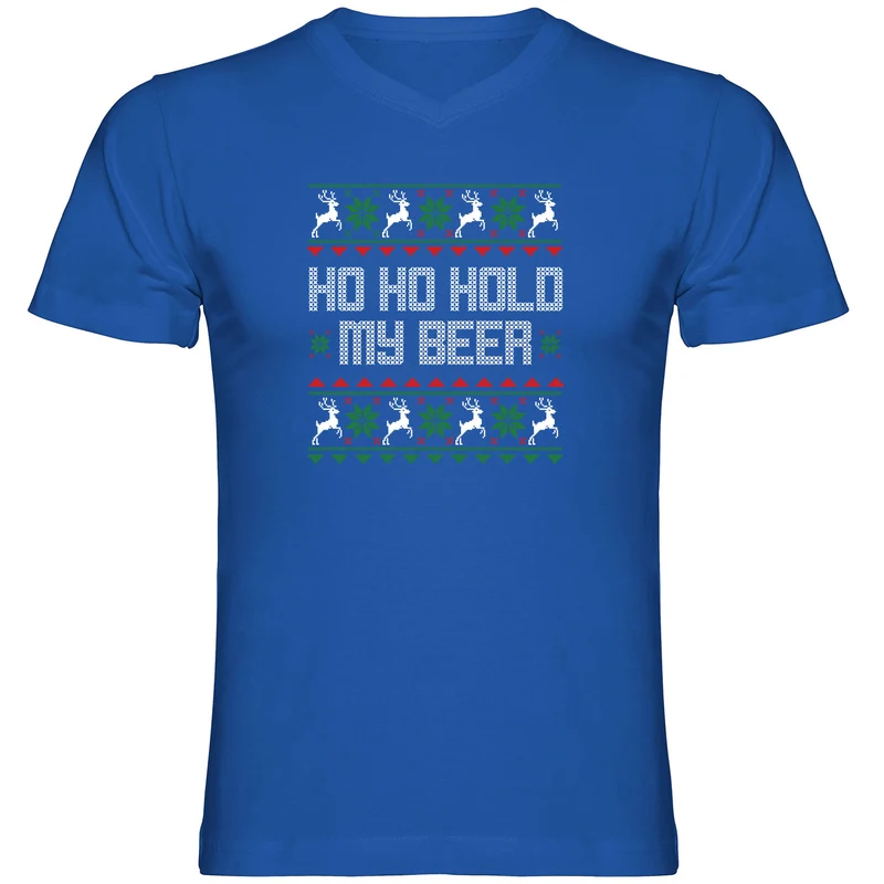 Hold my Beer Ugly Christmas Herren Tshirt V-Ausschnitt