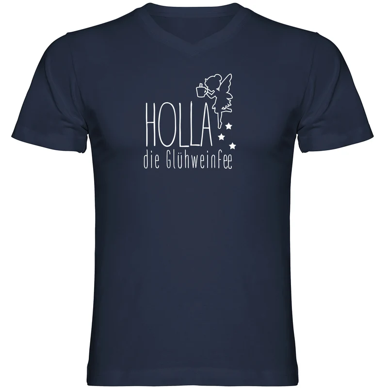 Holla die Glühweinfee Herren Tshirt V-Ausschnitt