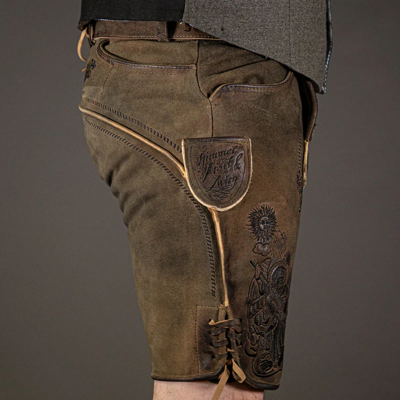 Himmel Arsch und Zwirn Lederhose St. Virtus Rustik Panther Schwarz