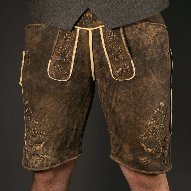 Beckert Lederhose Imst Manufaktur Hirsch sämisch