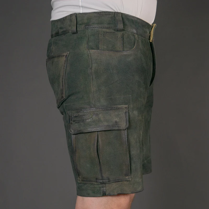 Datschi Trachten Cargo Lederhose Albert Ziegenleder Antik Grey
