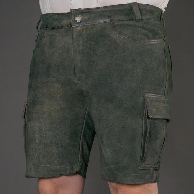 Datschi Trachten Cargo Lederhose Albert Ziegenleder Antik Grey