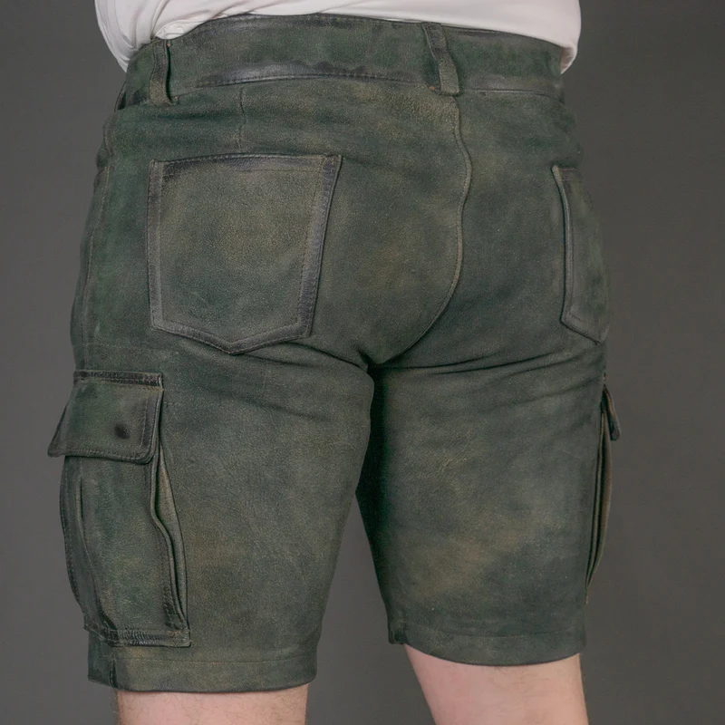 Datschi Trachten Cargo Lederhose Albert Ziegenleder Antik Grey