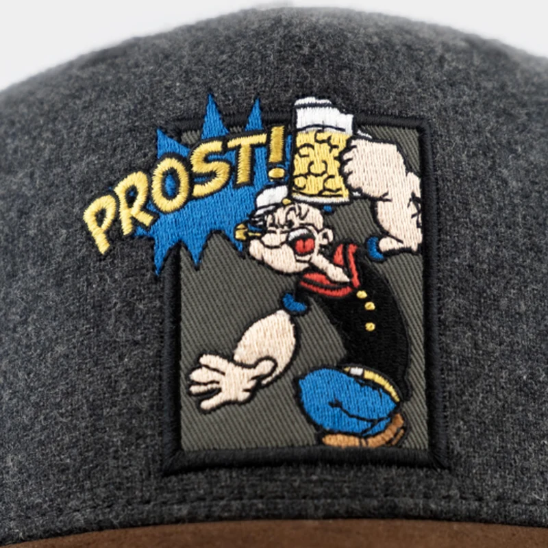 Bavarian Caps Popeye Gebogen Grau