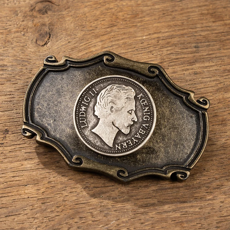 Gürtelschließe König Ludwig Messing Antik