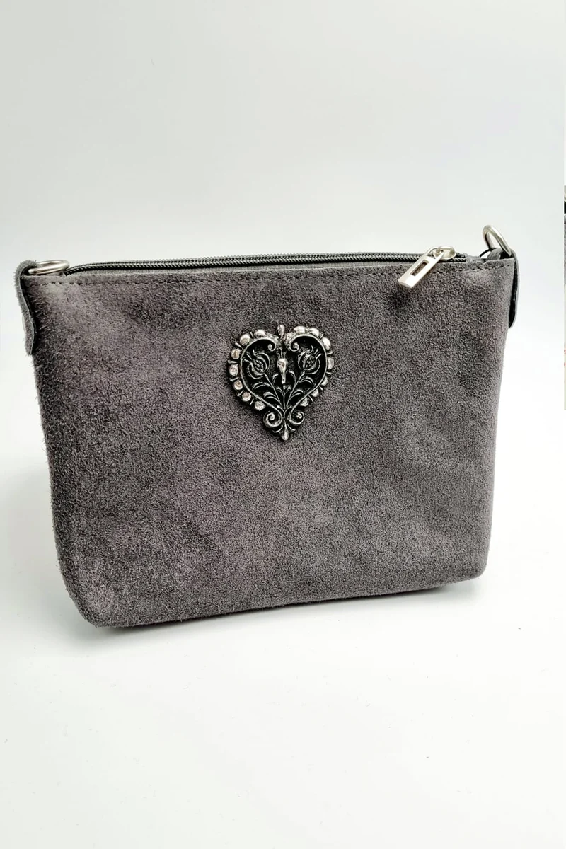 Wildledertasche - Herz - Grau - P.S. Schuhmacher
