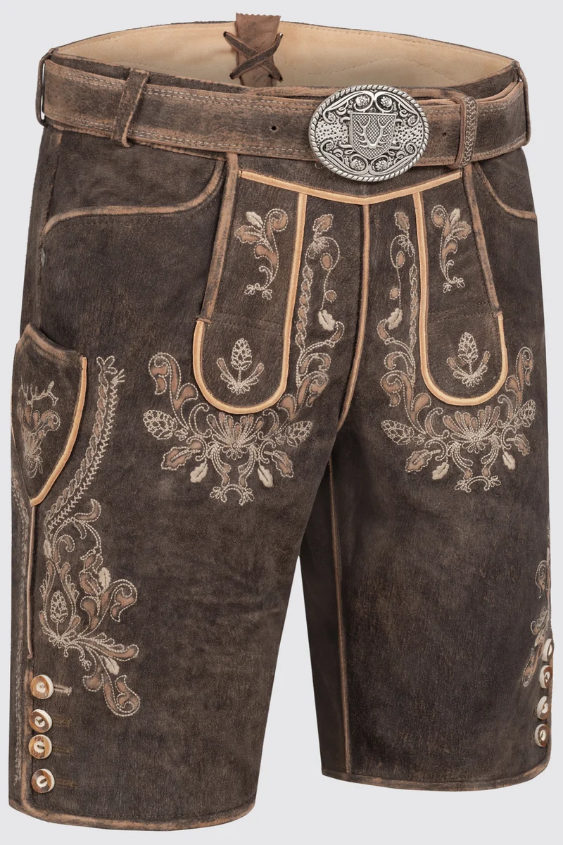 Herren Lederhose - ANTONIO % - Trachtenhose - Krüger Buam - mit Gürtel - 965566-000-0076