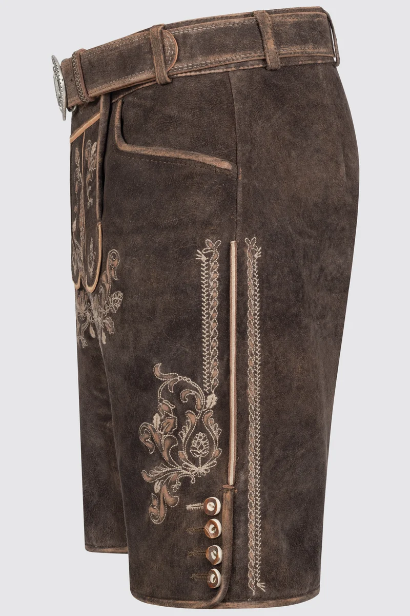 Herren Lederhose - ANTONIO % - Trachtenhose - Krüger Buam - mit Gürtel - 965566-000-0076