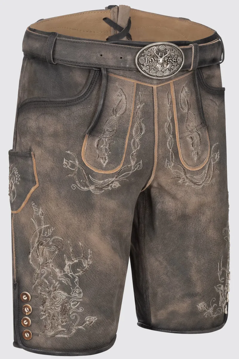 Herren Lederhose % - JOSCHA - Trachtenhose - Krüger Buam - mit Gürtel - 961465-000-0044