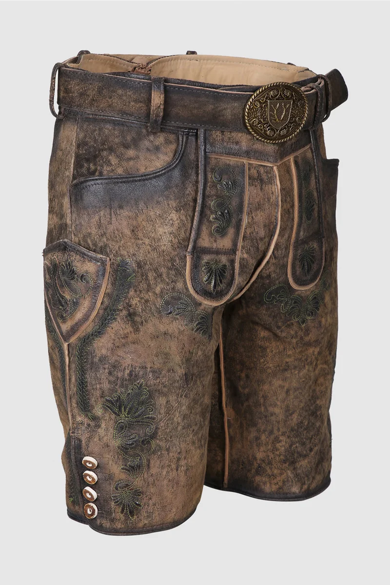 Herren Lederhose - MARKUS% - Trachtenhose - Krüger Buam - mit Gürtel - 906351-000-0076