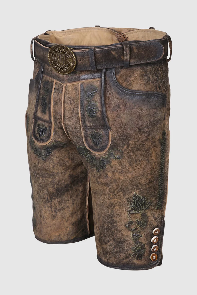 Herren Lederhose - MARKUS% - Trachtenhose - Krüger Buam - mit Gürtel - 906351-000-0076